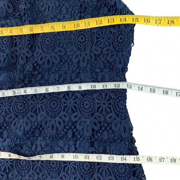 Hollister Crochet Halter Racerback Cut Out Mini Sheath Dress Women Size M Navy - Picture 11 of 16